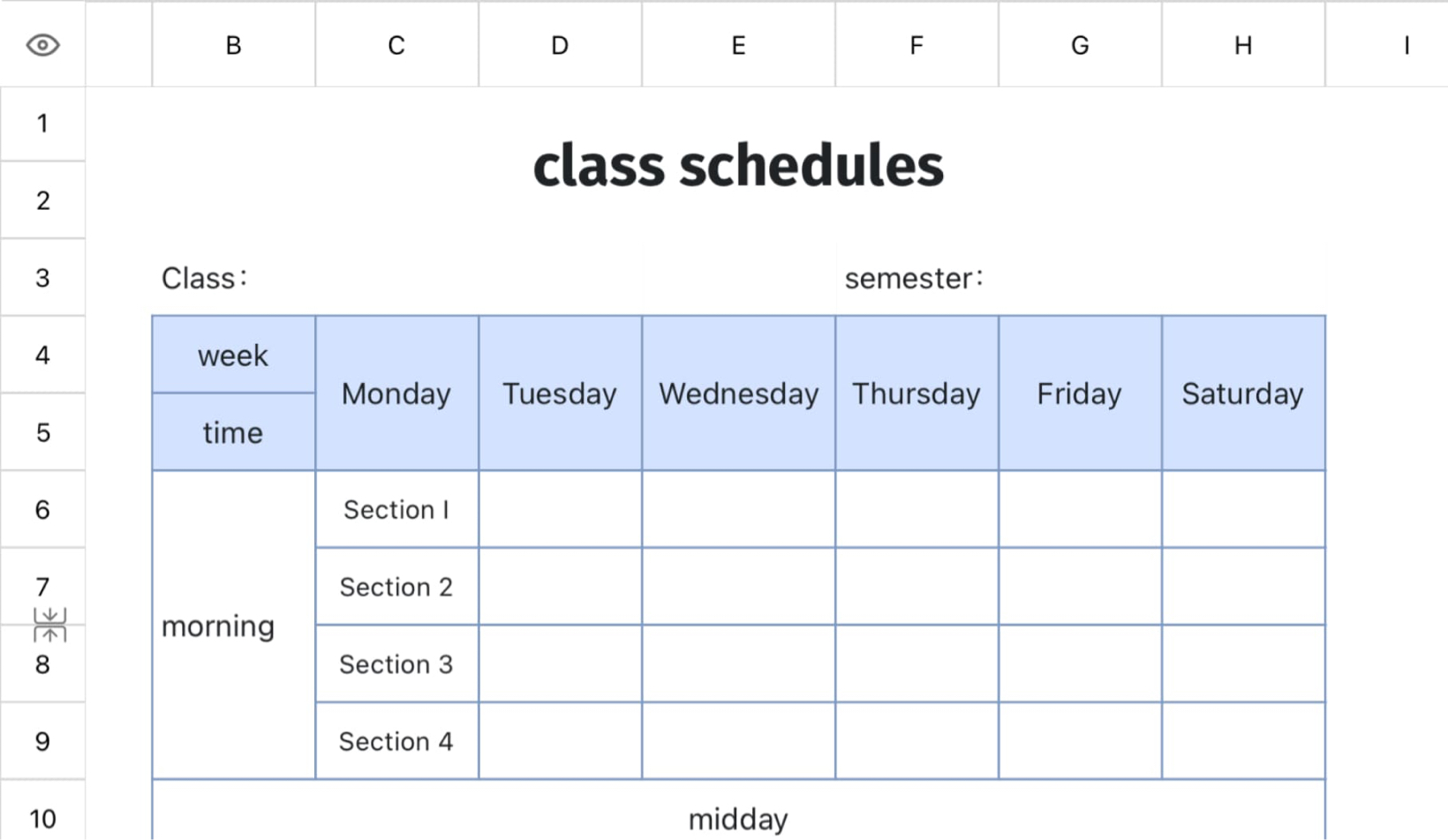 Class schedule